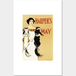 HARPER'S MAY COVER by Graphic Artist Edward Penfield Vintage Magazine Advertisement Posters and Art